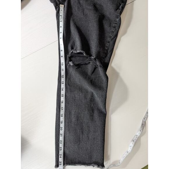 Abercrombie & Fitch Women Ankle Straight Jeans Distressed High Rise Black 31/12R - Picture 11 of 14
